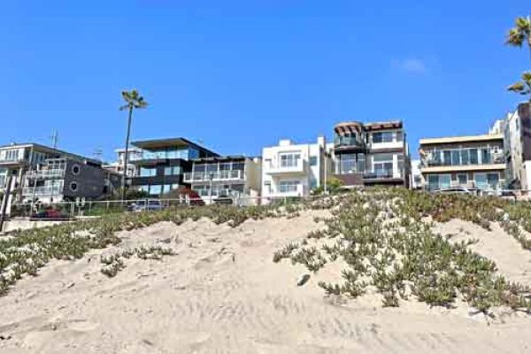 Oceanfront homes on the Manhattan Beach Strand in El Porto